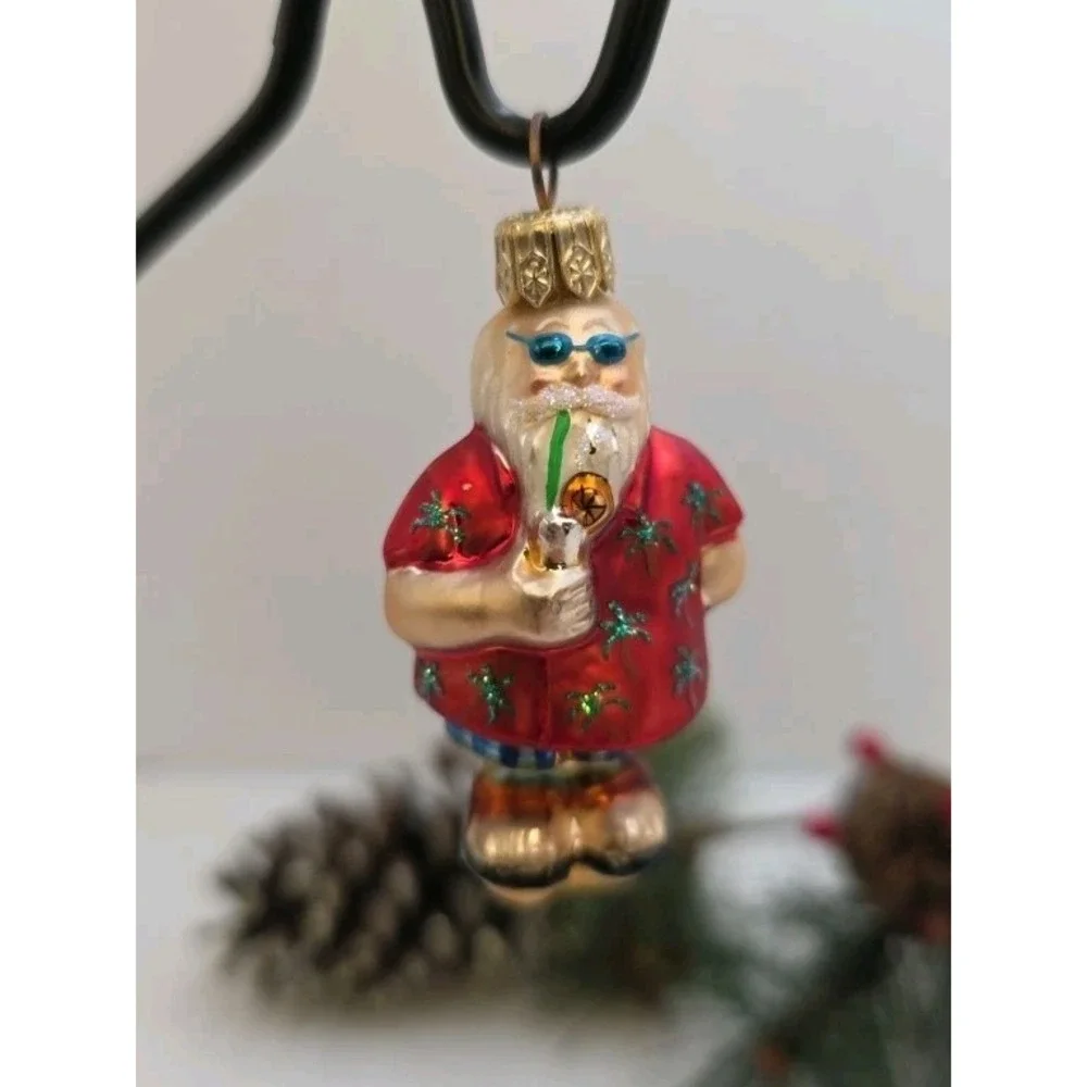 VTG Christopher Radko Beach Comber Gem Santa Ornament 1999 99-953-0 Hawaiian 3